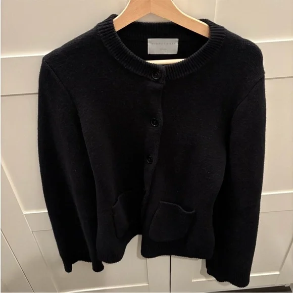 Modern Citizen Eames Organic Cotton-Wool Black Minimalist Cardigan Sweater M - Picture 11 of 14